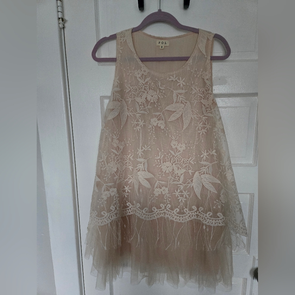 POL Pink Lace Sleeveless Tank Top - Size S